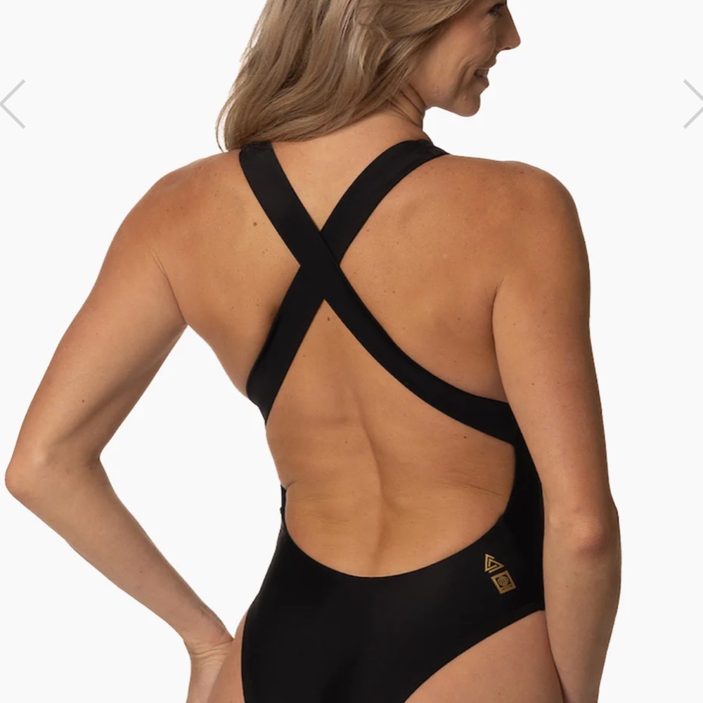 Women's Black Cross-Back One-Piece Swimsuit